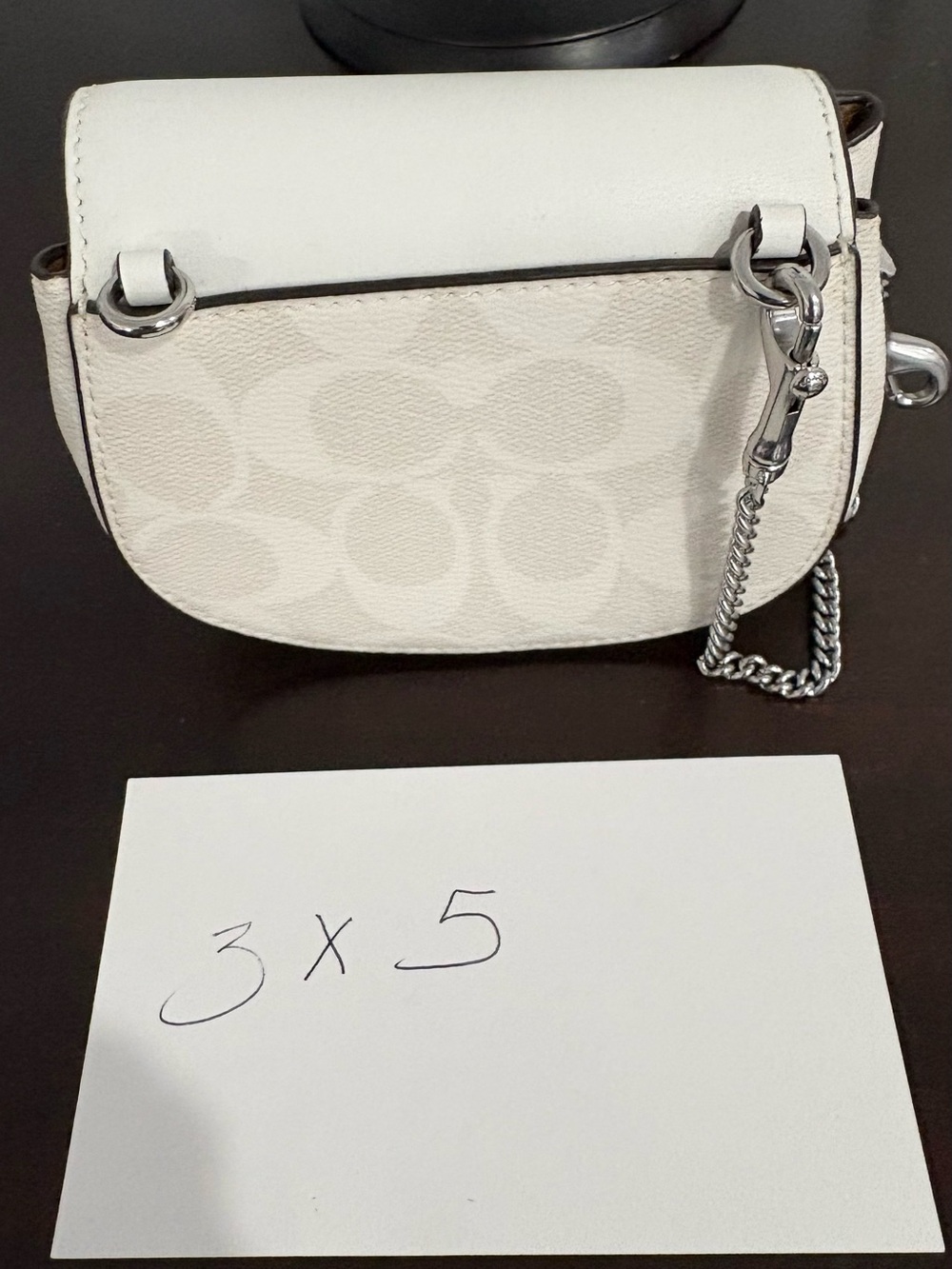 Coach White Leather & Signature Canvas Mini Crossbody with Silver Chain - Picture 3 of 3
